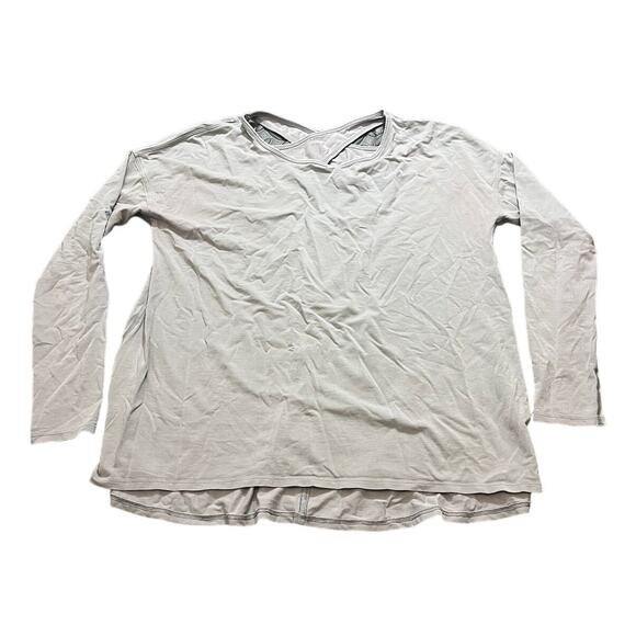 Lululemon Womens‎ Cross Back Long Sleeve Shirt Gray Fits Small Oversized - Picture 1 of 6